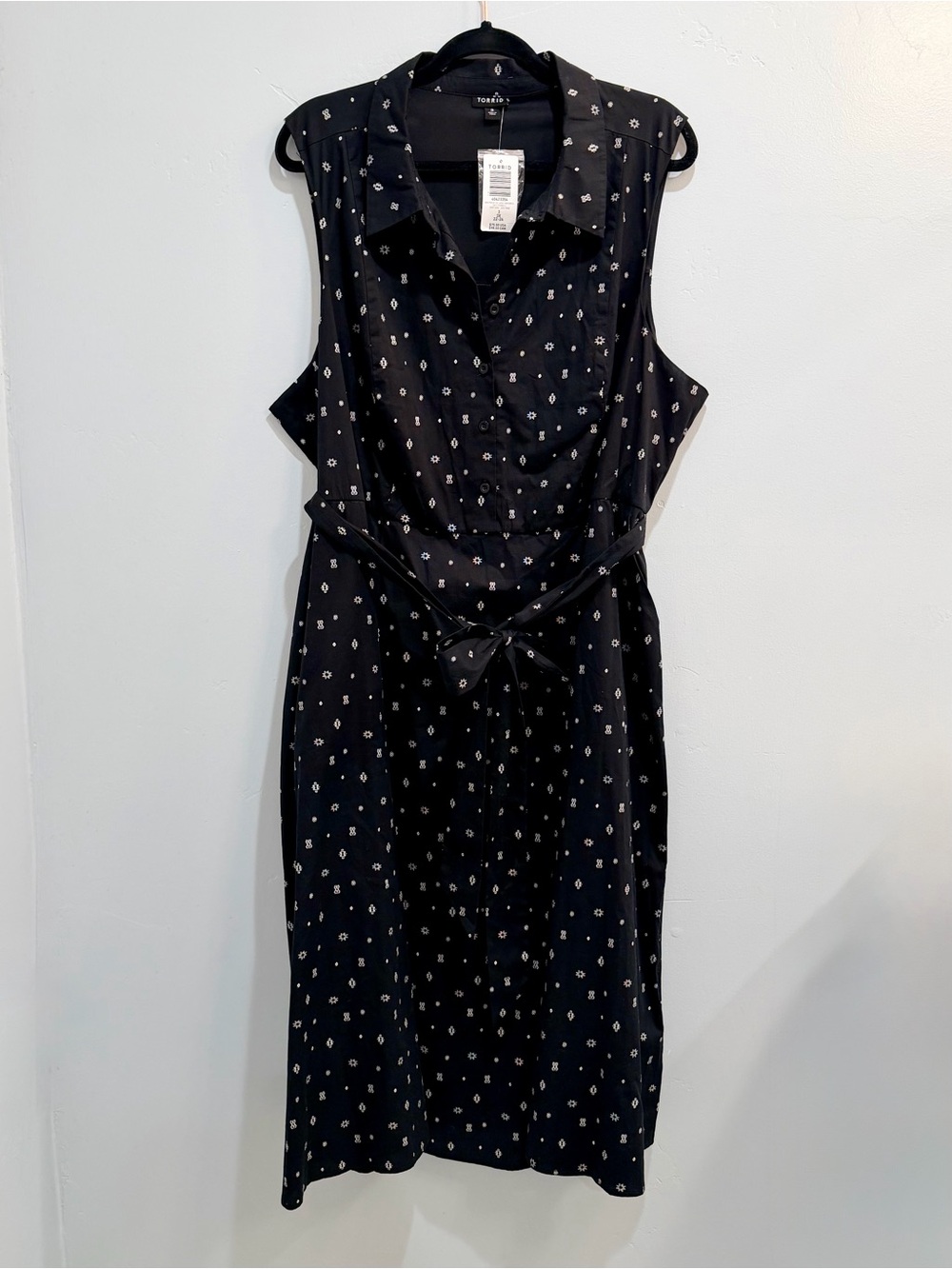 Torrid Midi Poplin Collared Shirtdress Geometric Symbols Black White Size 3 3X - Picture 3 of 11